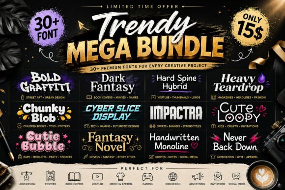 Trendy Mega Bundle: A Display Font Collection for Makers